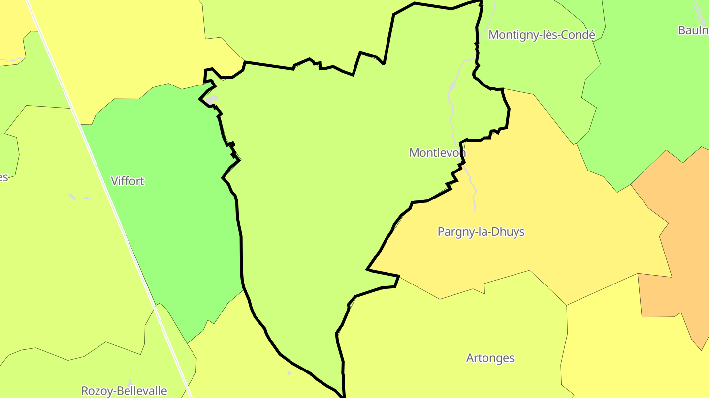 Carte des prix de l'immobilier Montlevon