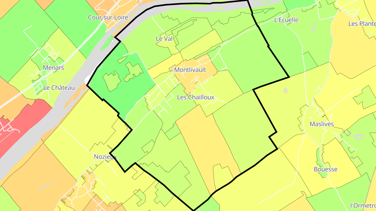Carte des prix de l'immobilier Montlivault
