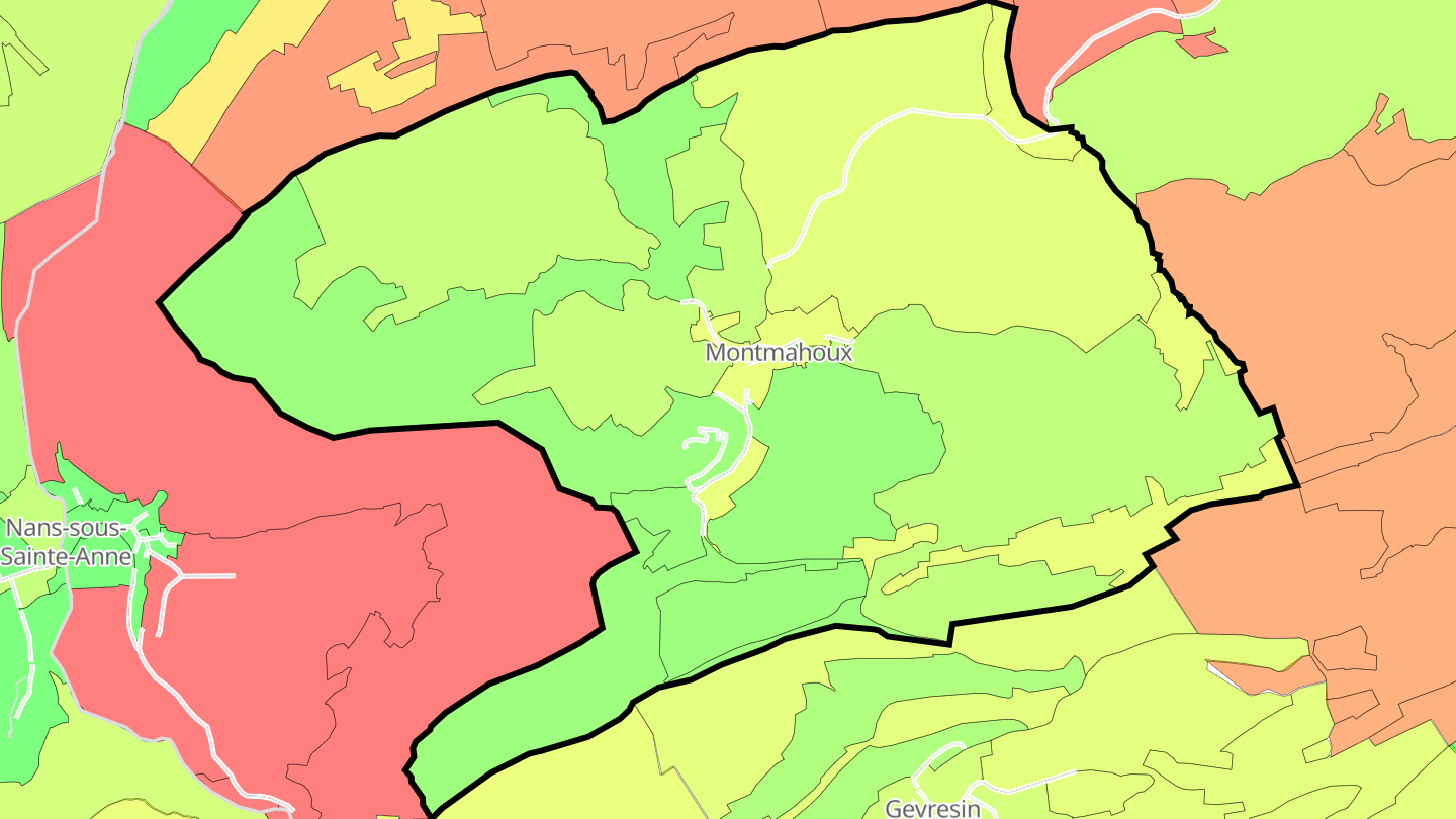 Carte des prix de l'immobilier Montmahoux