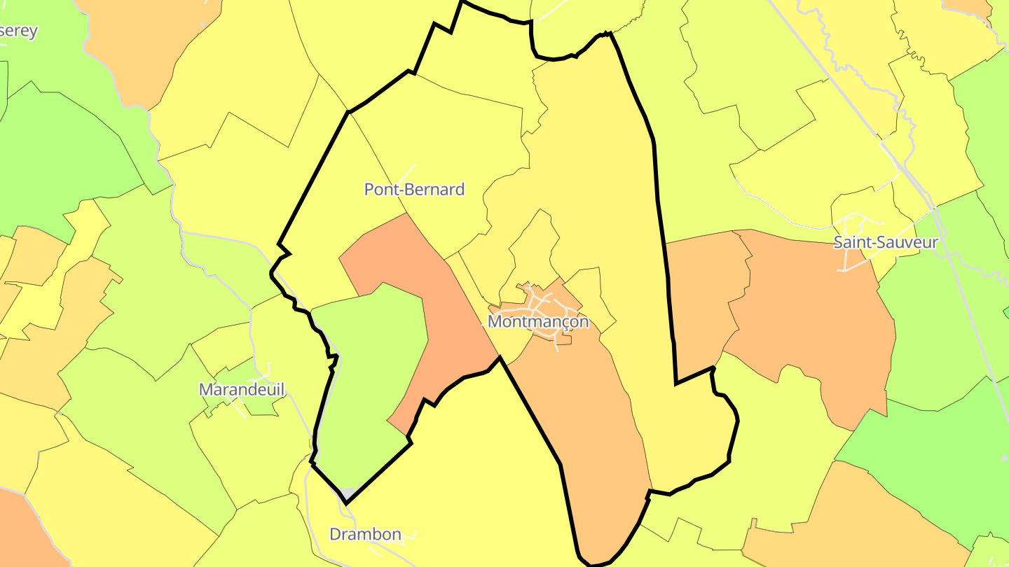 Carte des prix de l'immobilier Montmançon