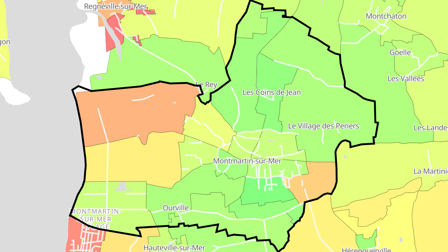 Carte des prix de l'immobilier Montmartin-sur-Mer