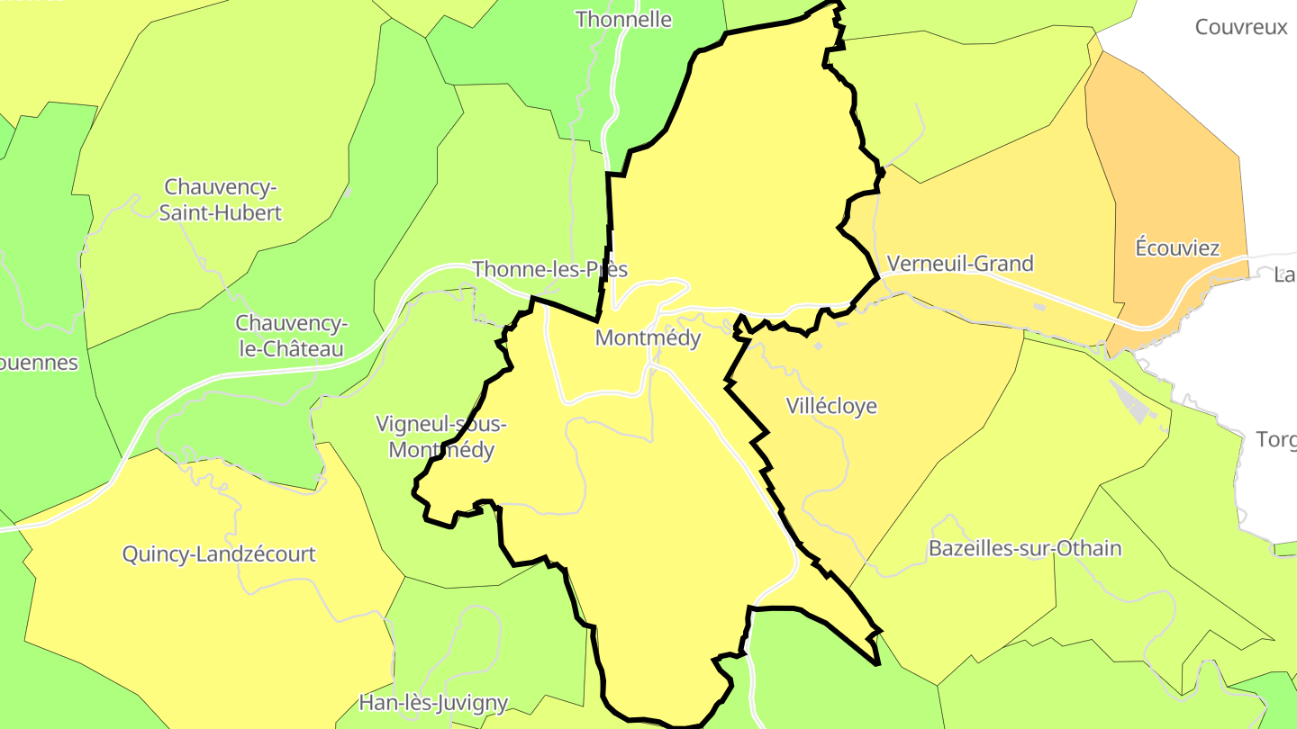 Carte des prix de l'immobilier Montmédy