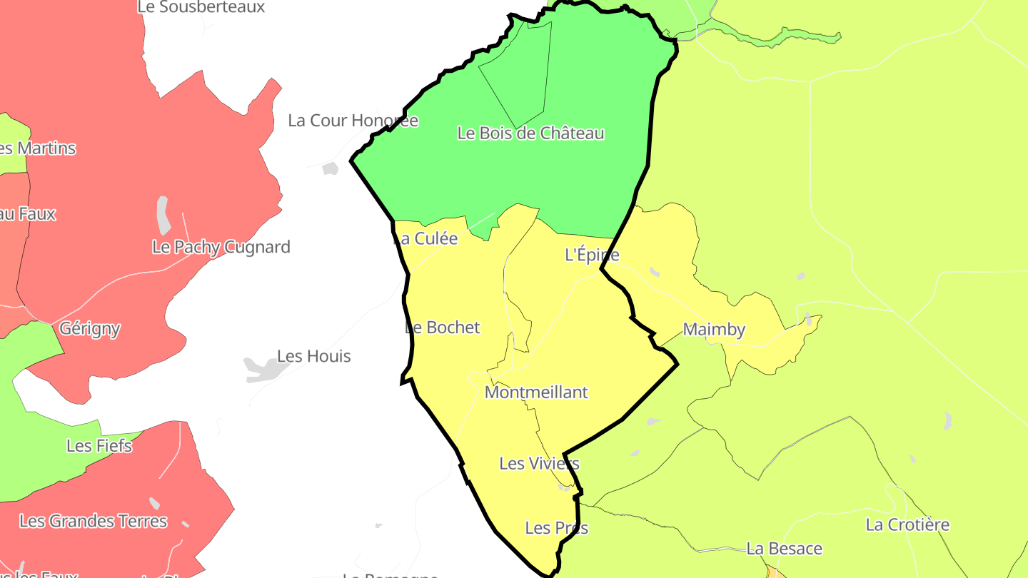 Carte des prix de l'immobilier Montmeillant