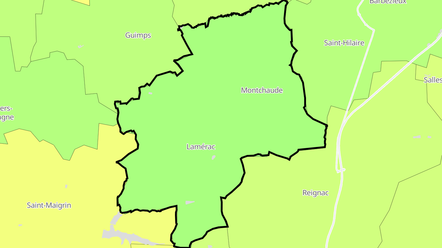 Carte des prix de l'immobilier Montmérac