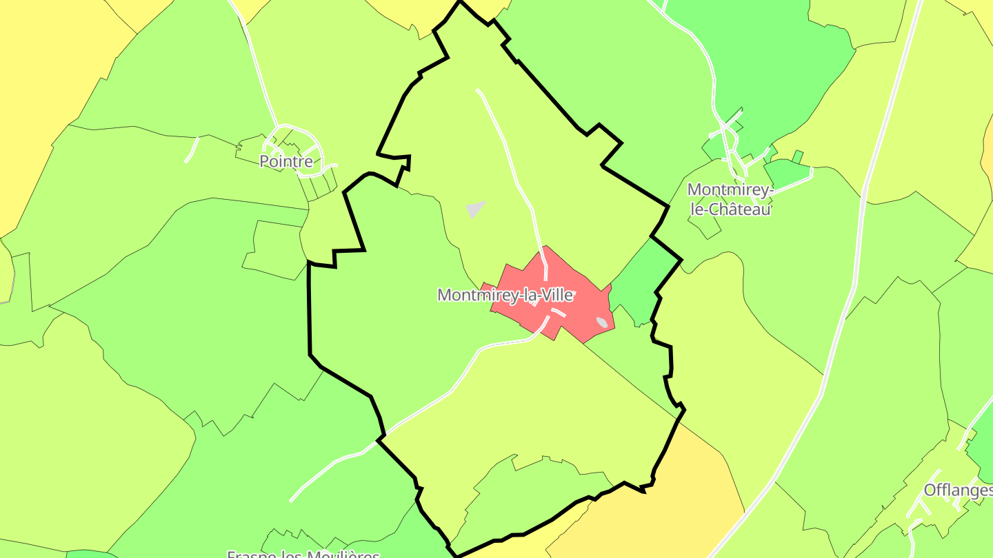 Carte des prix de l'immobilier Montmirey-la-Ville
