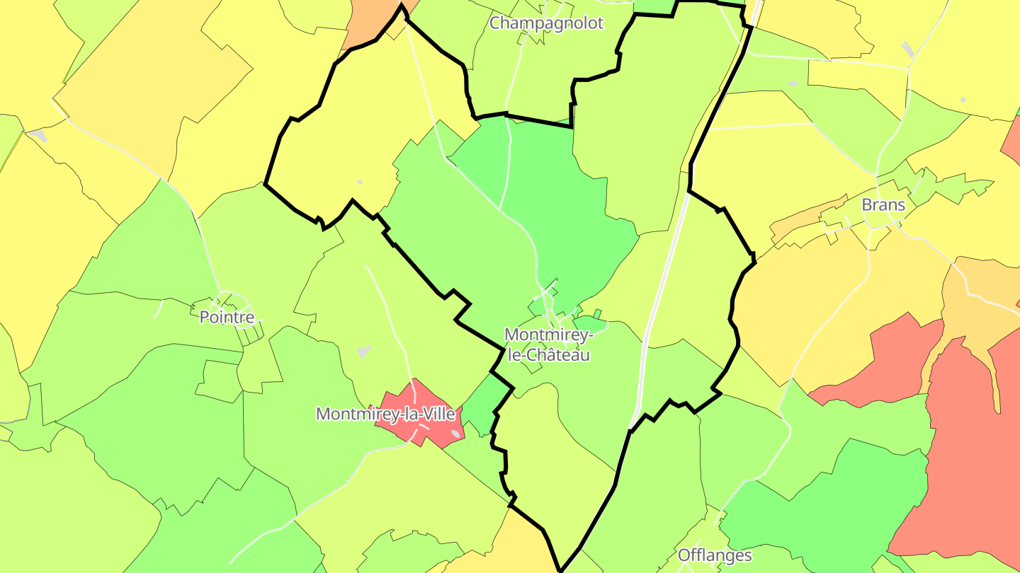 Carte des prix de l'immobilier Montmirey-le-Château