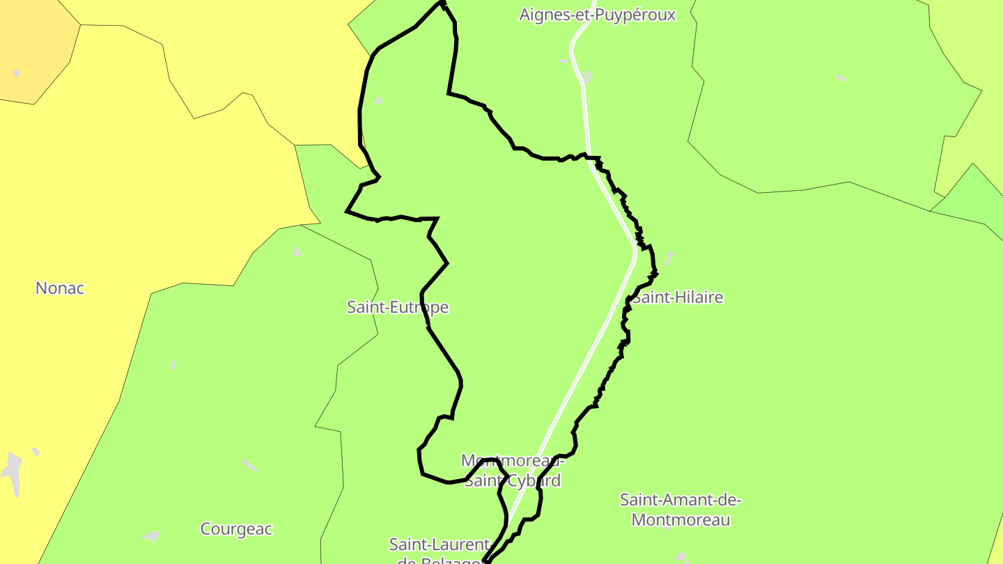 Carte des prix de l'immobilier Montmoreau-Saint-Cybard