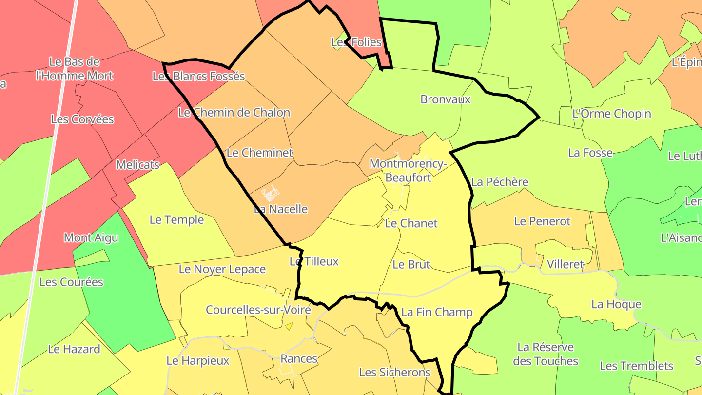 Carte des prix de l'immobilier Montmorency-Beaufort