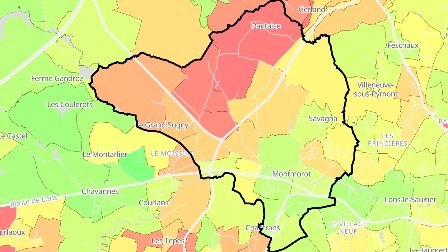 Carte des prix de l'immobilier Montmorot