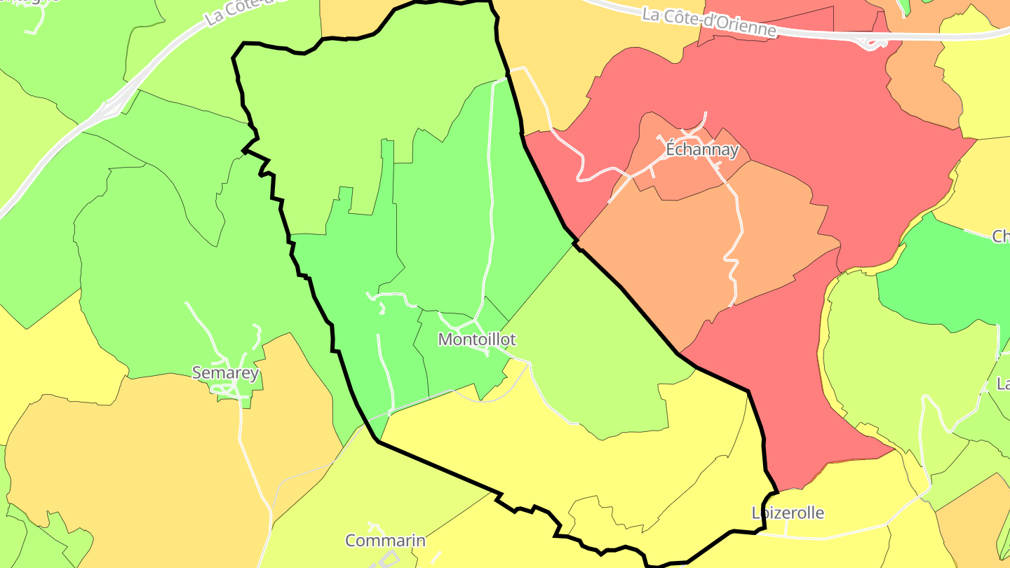 Carte des prix de l'immobilier Montoillot