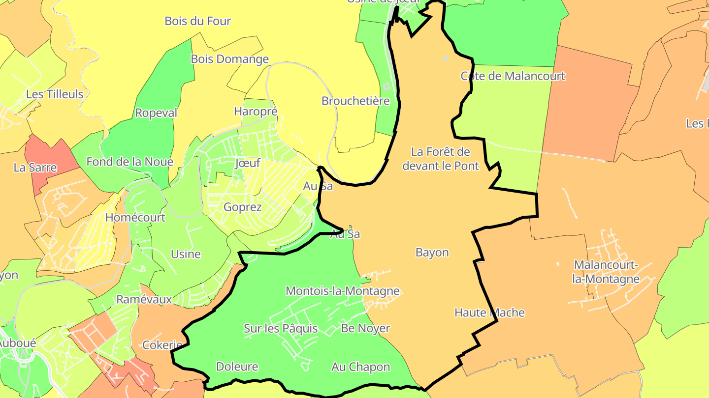 Carte des prix de l'immobilier Montois-la-Montagne