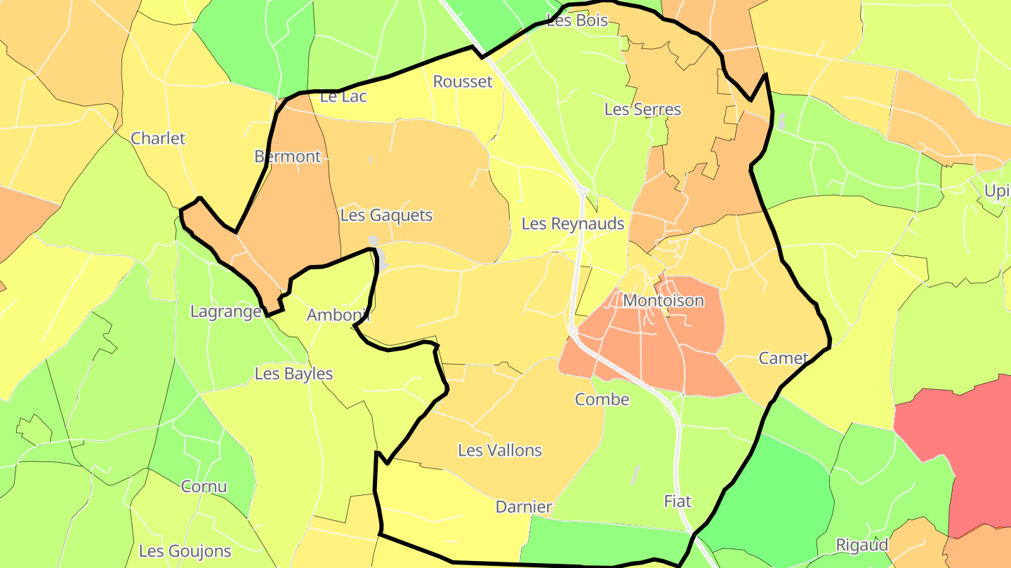 Carte des prix de l'immobilier Montoison