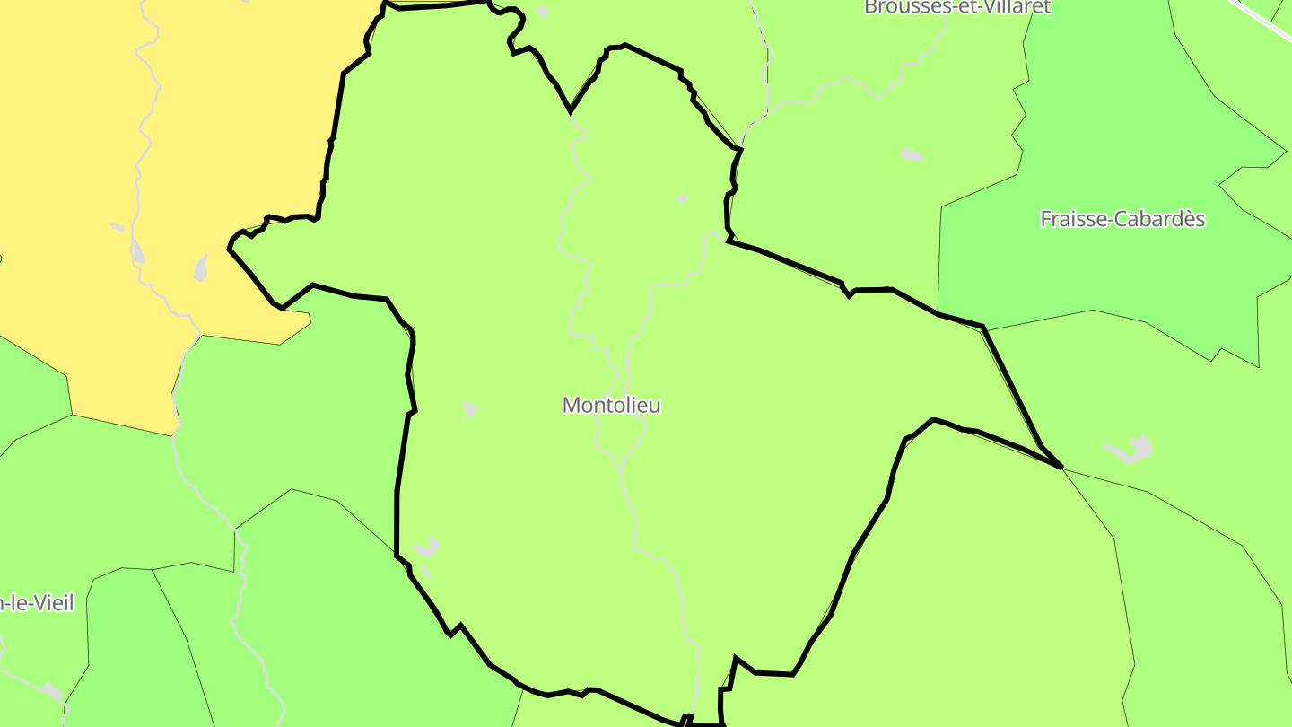 Carte des prix de l'immobilier Montolieu