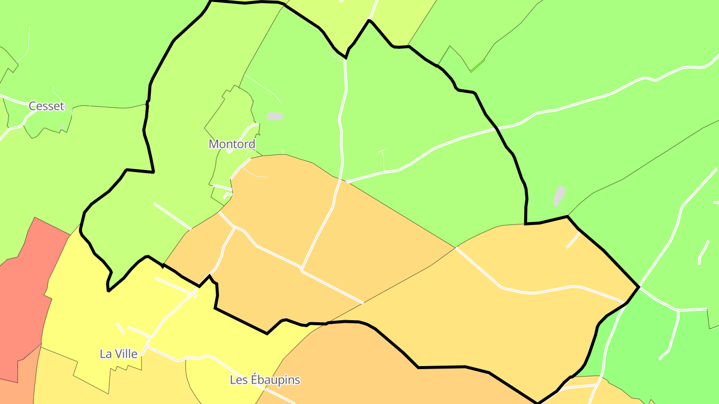 Carte des prix de l'immobilier Montord