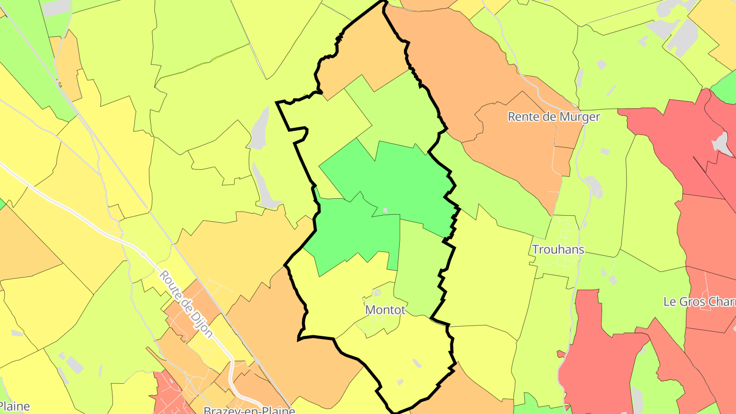 Carte des prix de l'immobilier Montot