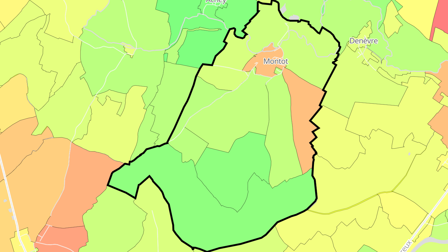 Carte des prix de l'immobilier Montot