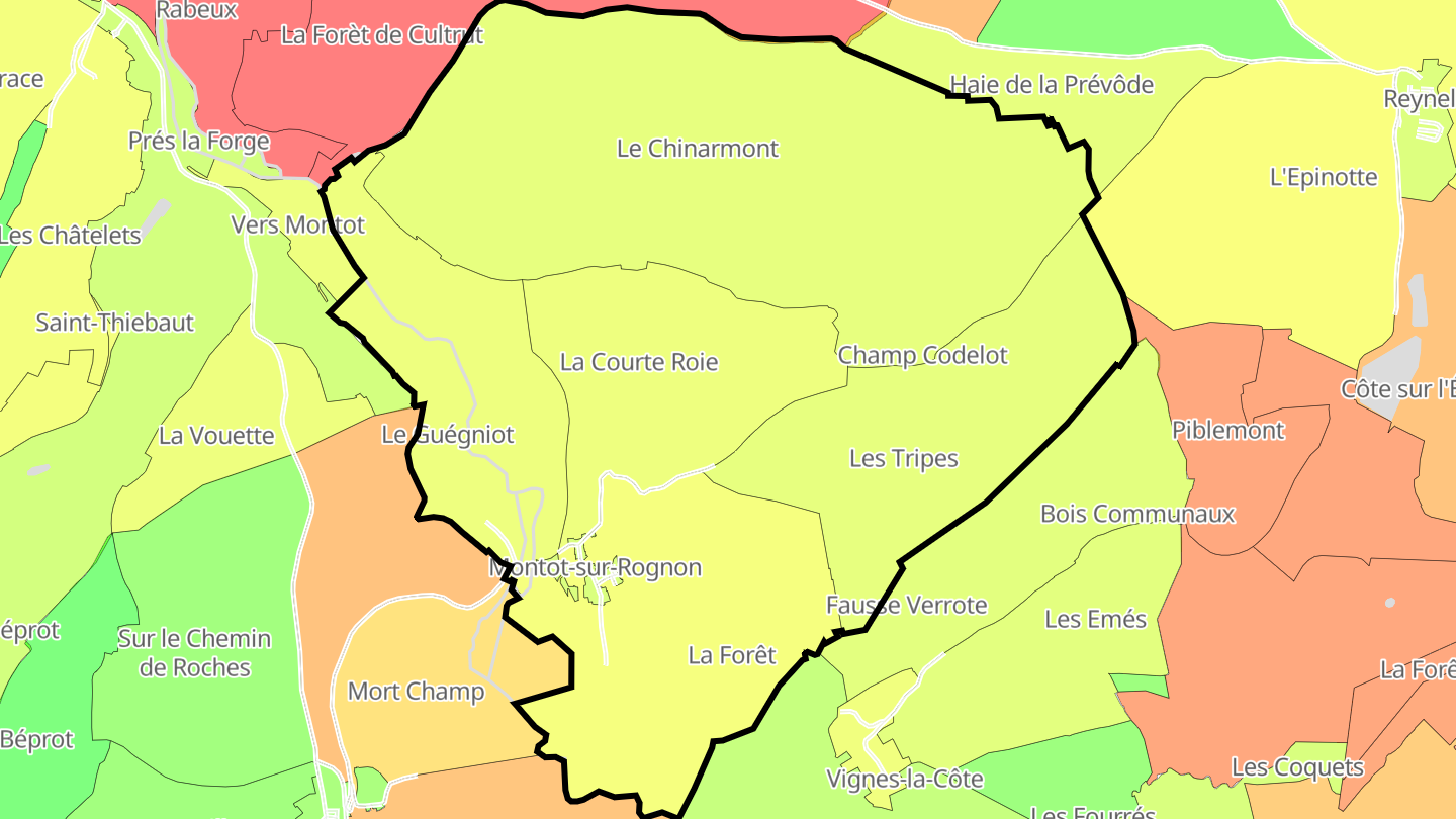 Carte des prix de l'immobilier Montot-sur-Rognon
