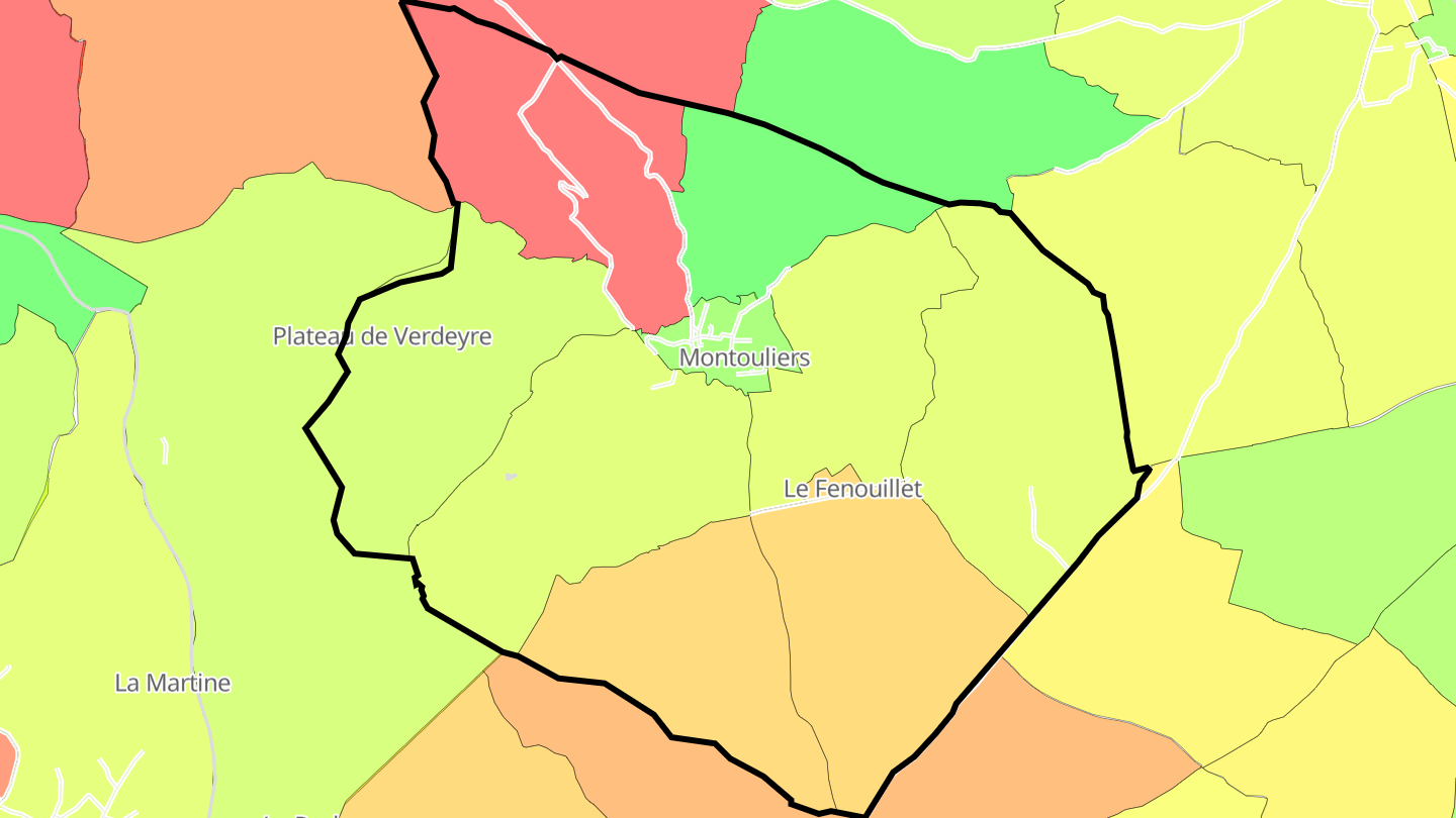 Carte des prix de l'immobilier Montouliers