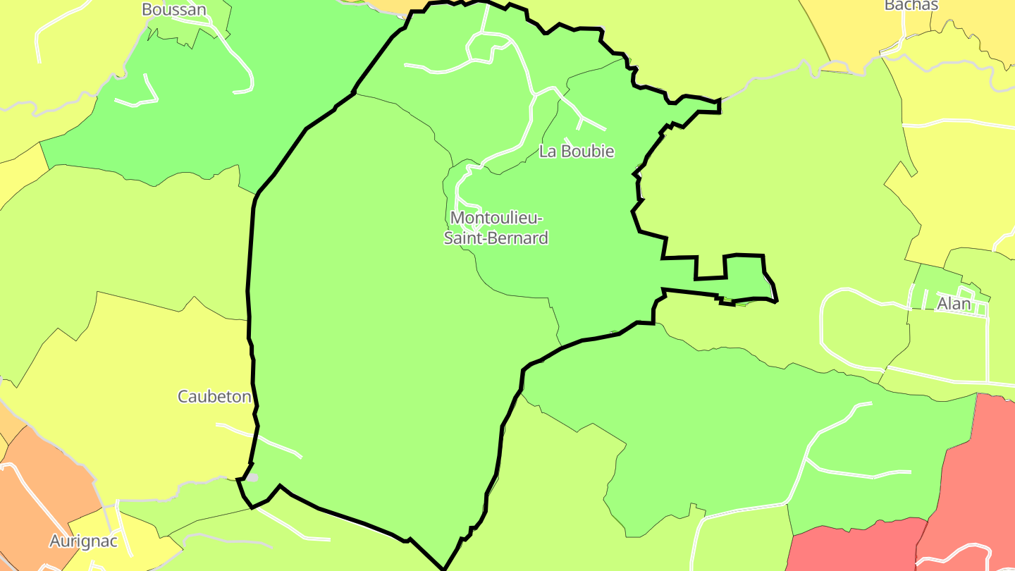 Carte des prix de l'immobilier Montoulieu-Saint-Bernard