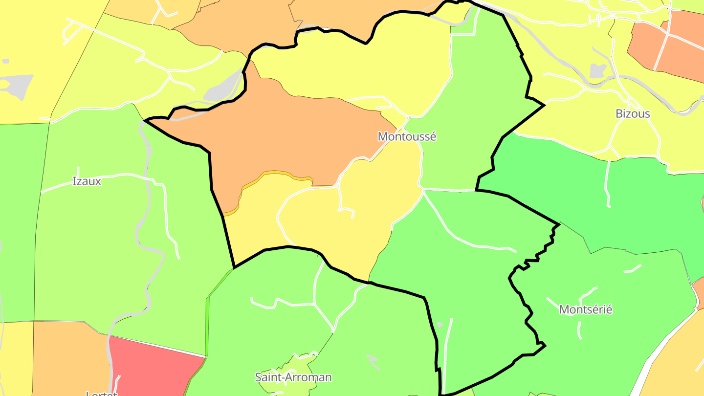 Carte des prix de l'immobilier Montoussé