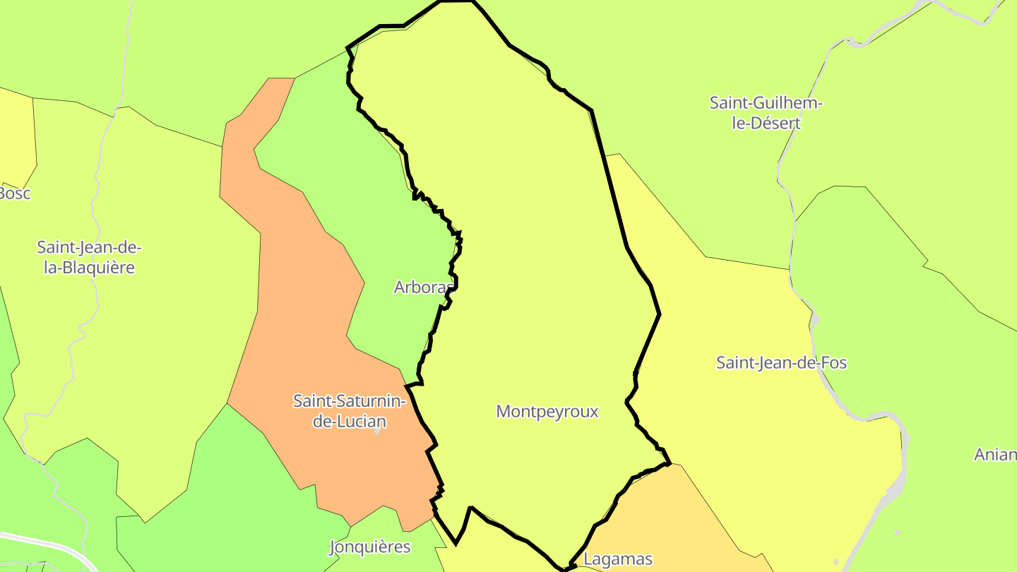 Carte des prix de l'immobilier Montpeyroux