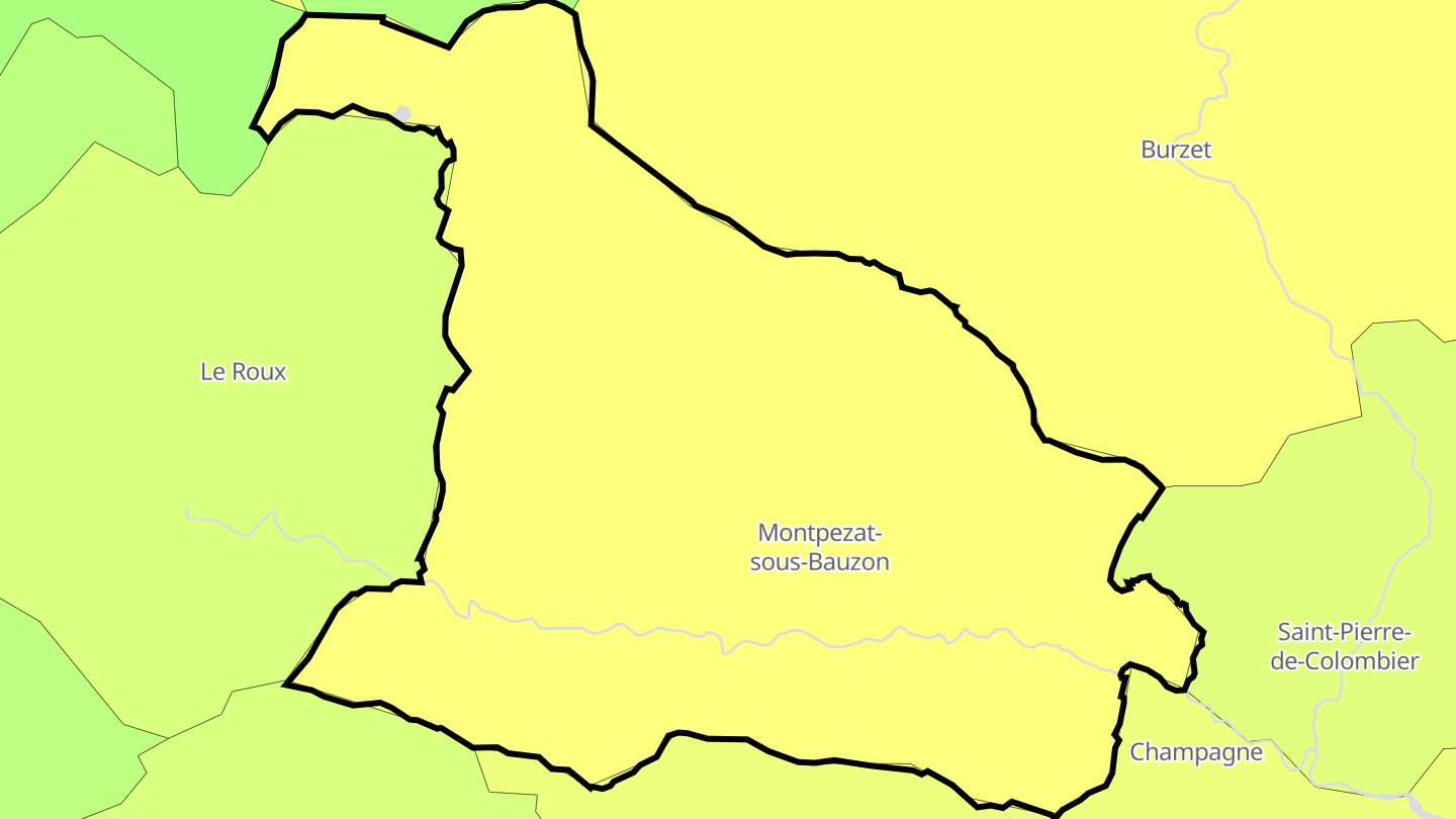 Carte des prix de l'immobilier Montpezat-sous-Bauzon