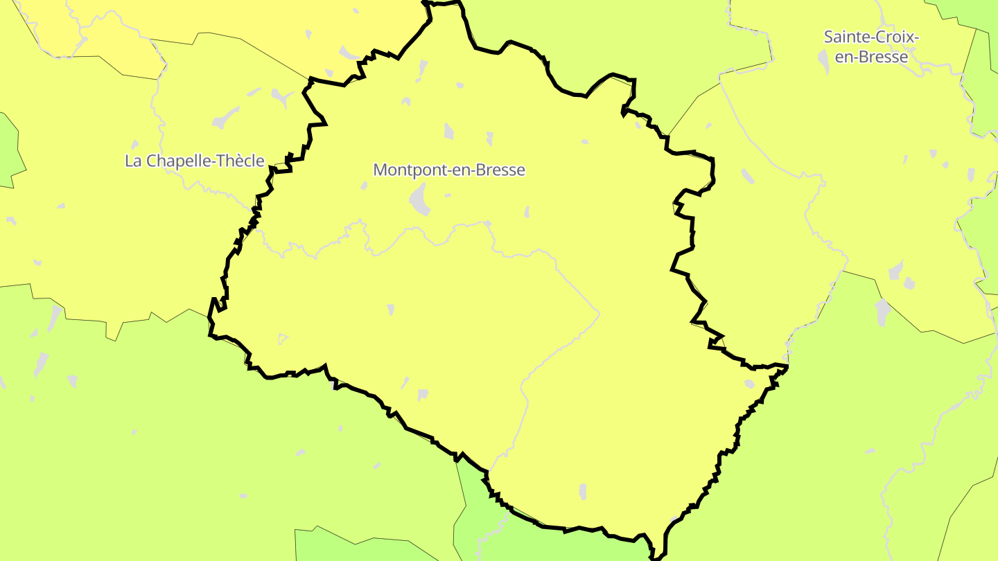 Carte des prix de l'immobilier Montpont-en-Bresse