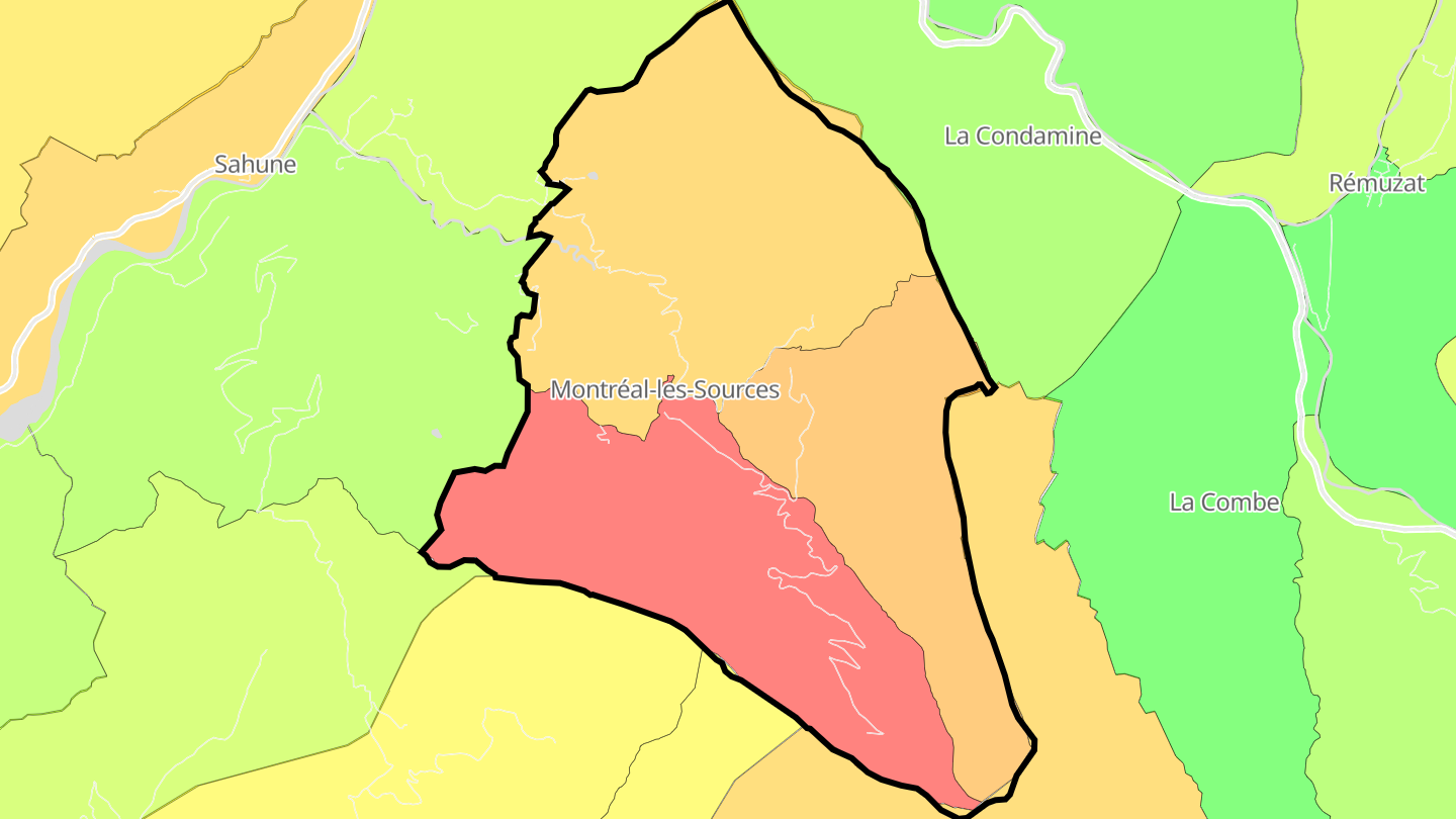 Carte des prix de l'immobilier Montréal-les-Sources