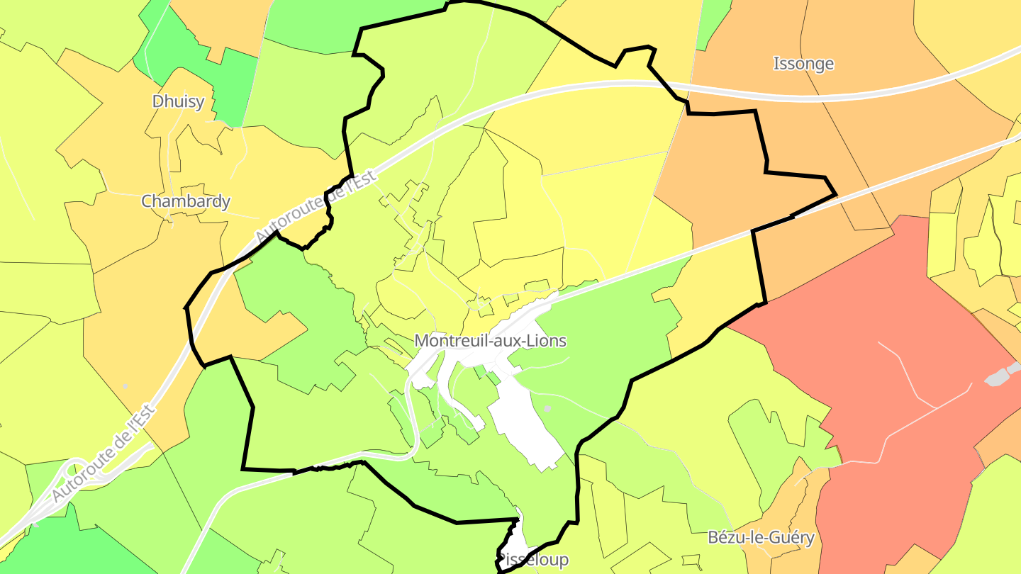 Carte des prix de l'immobilier Montreuil-aux-Lions