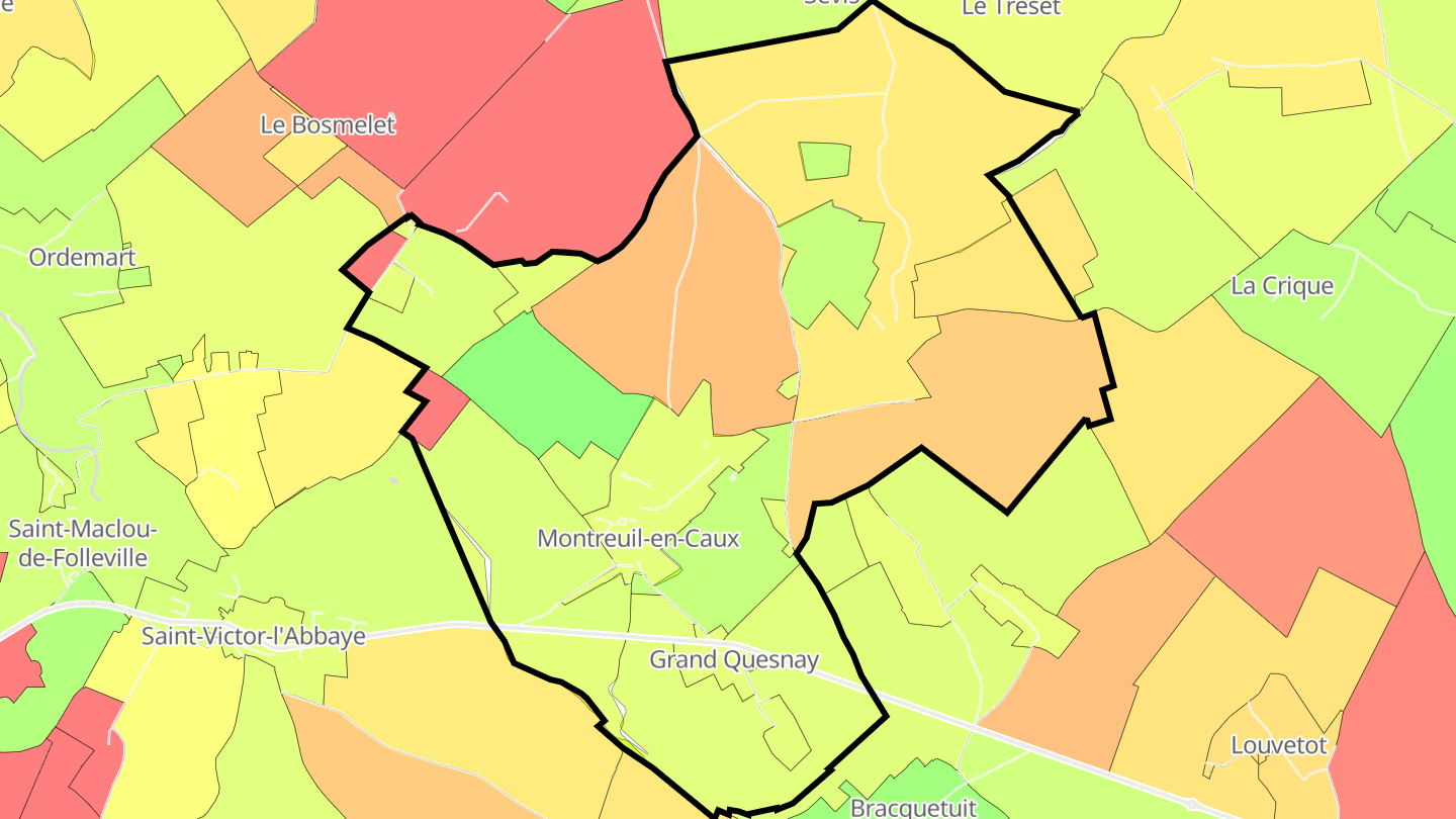 Carte des prix de l'immobilier Montreuil-en-Caux