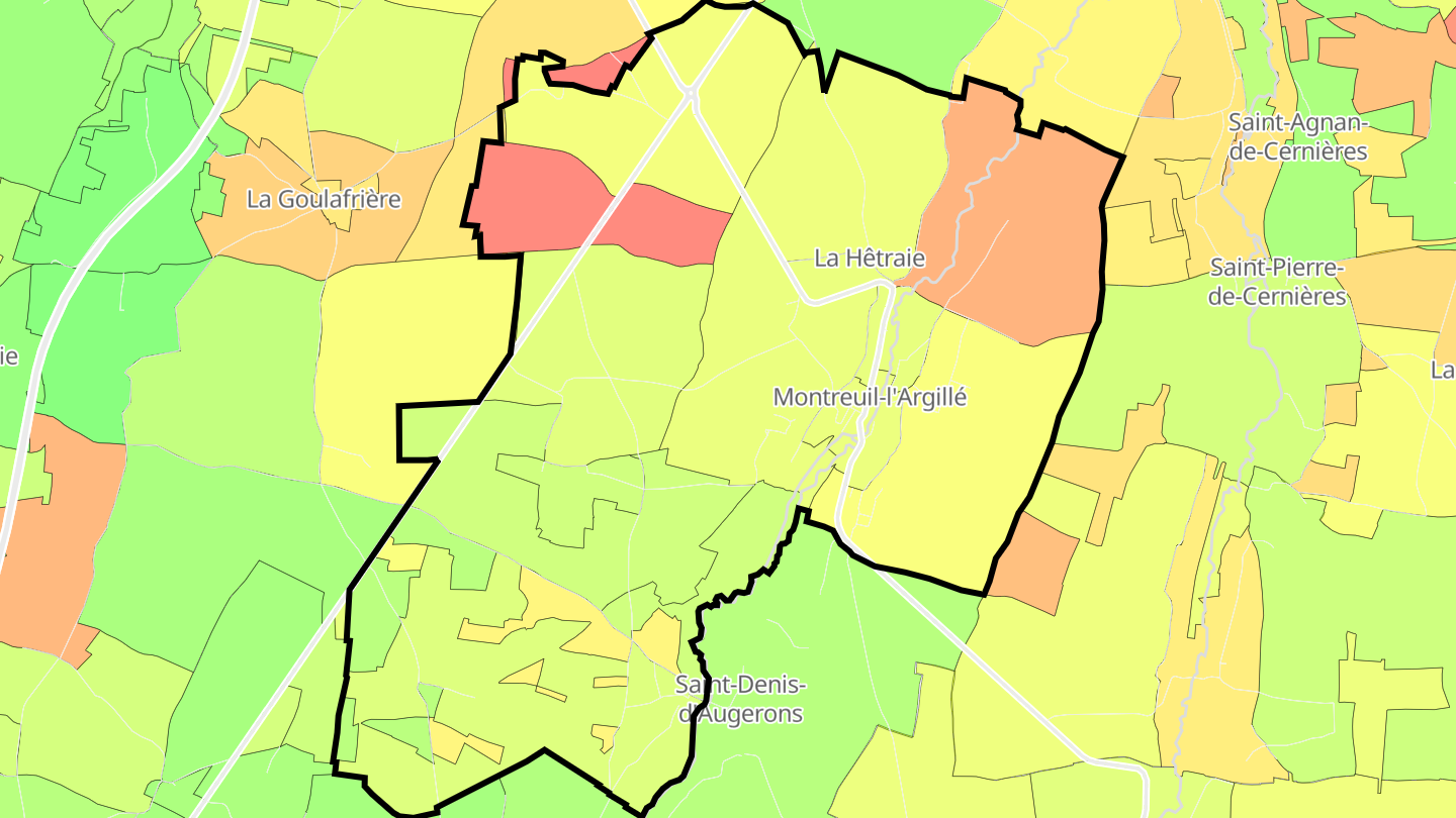 Carte des prix de l'immobilier Montreuil-l'Argillé