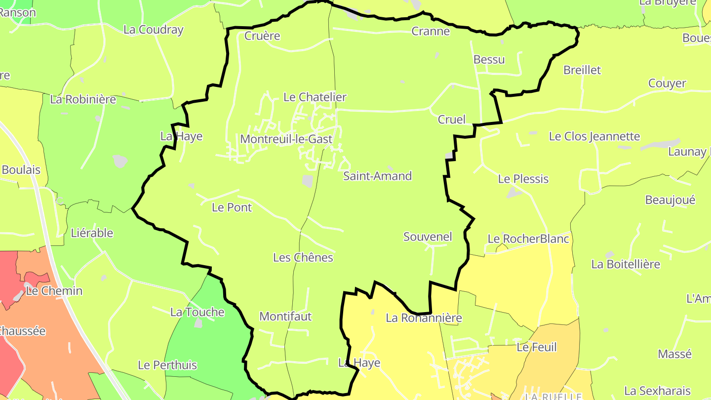 Carte des prix de l'immobilier Montreuil-le-Gast