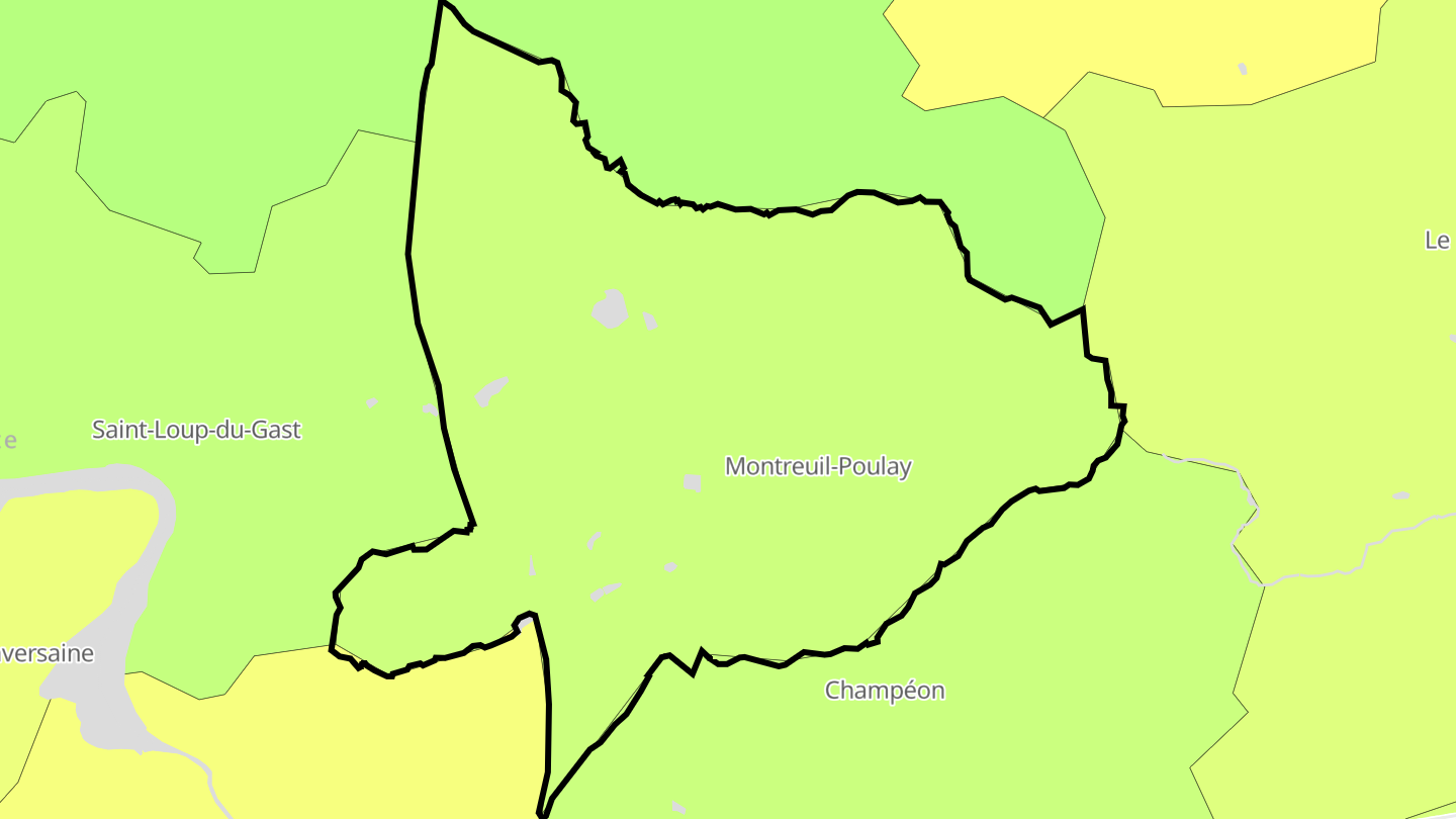 Carte des prix de l'immobilier Montreuil-Poulay