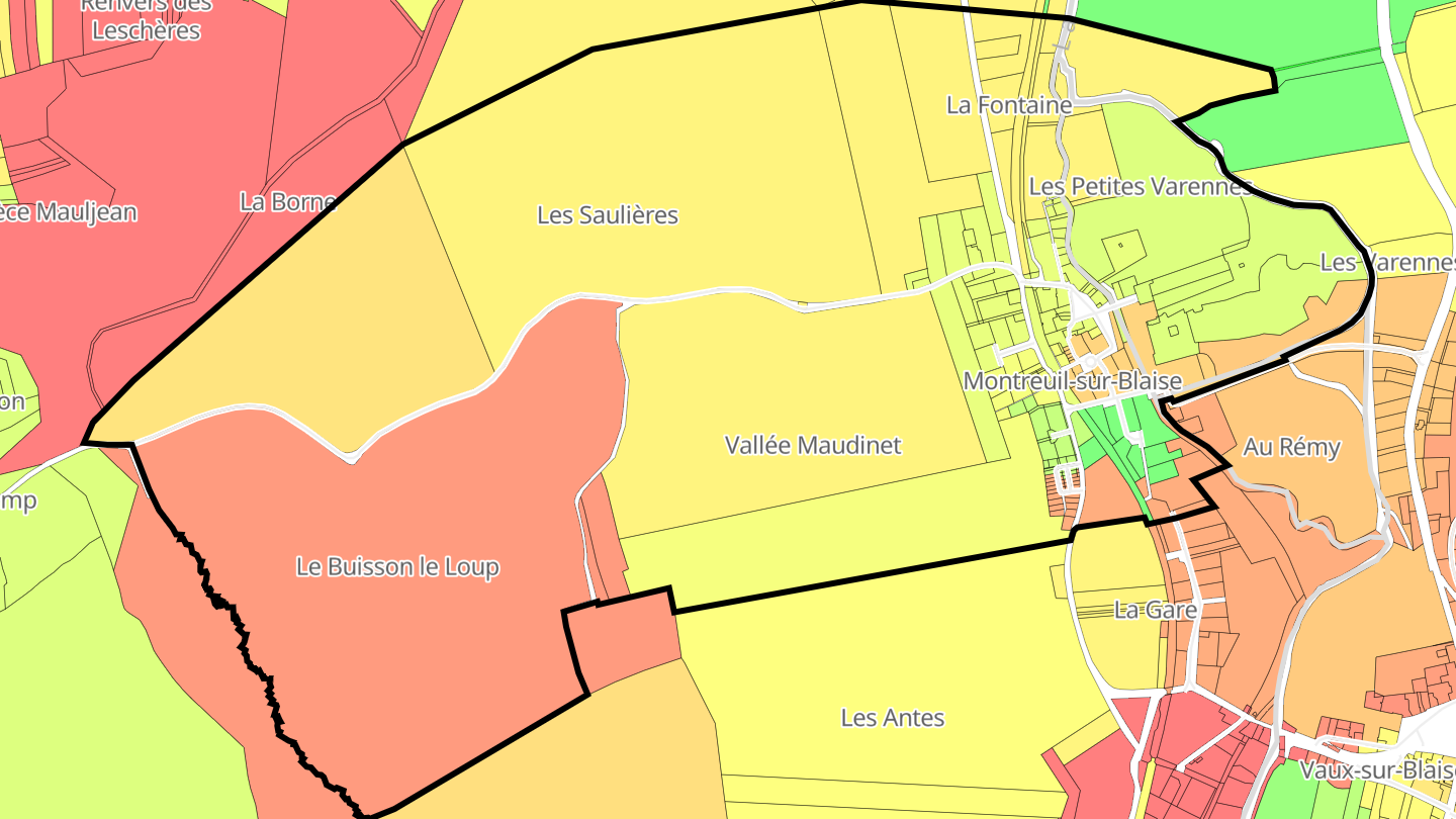 Carte des prix de l'immobilier Montreuil-sur-Blaise