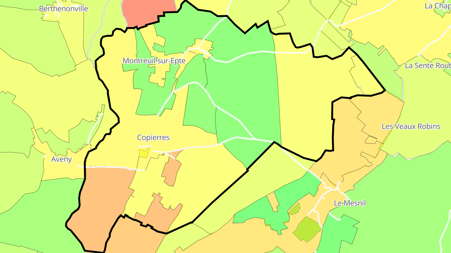 Carte des prix de l'immobilier Montreuil-sur-Epte