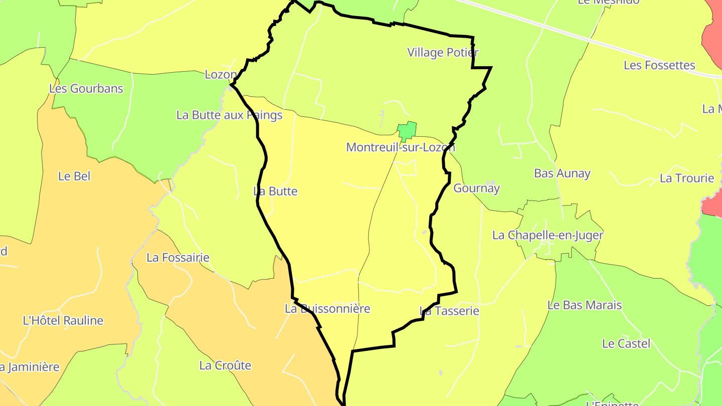 Carte des prix de l'immobilier Montreuil-sur-Lozon