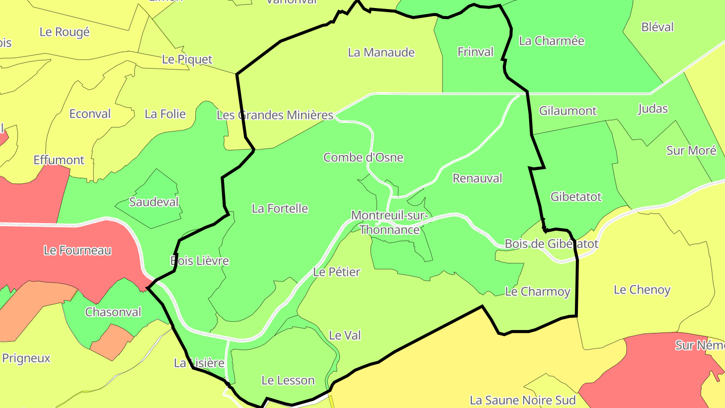 Carte des prix de l'immobilier Montreuil-sur-Thonnance