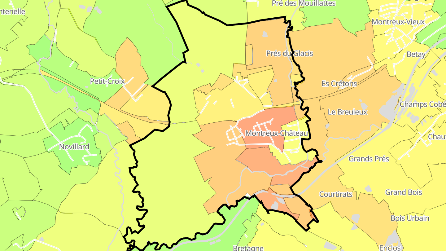 Carte des prix de l'immobilier Montreux-Château