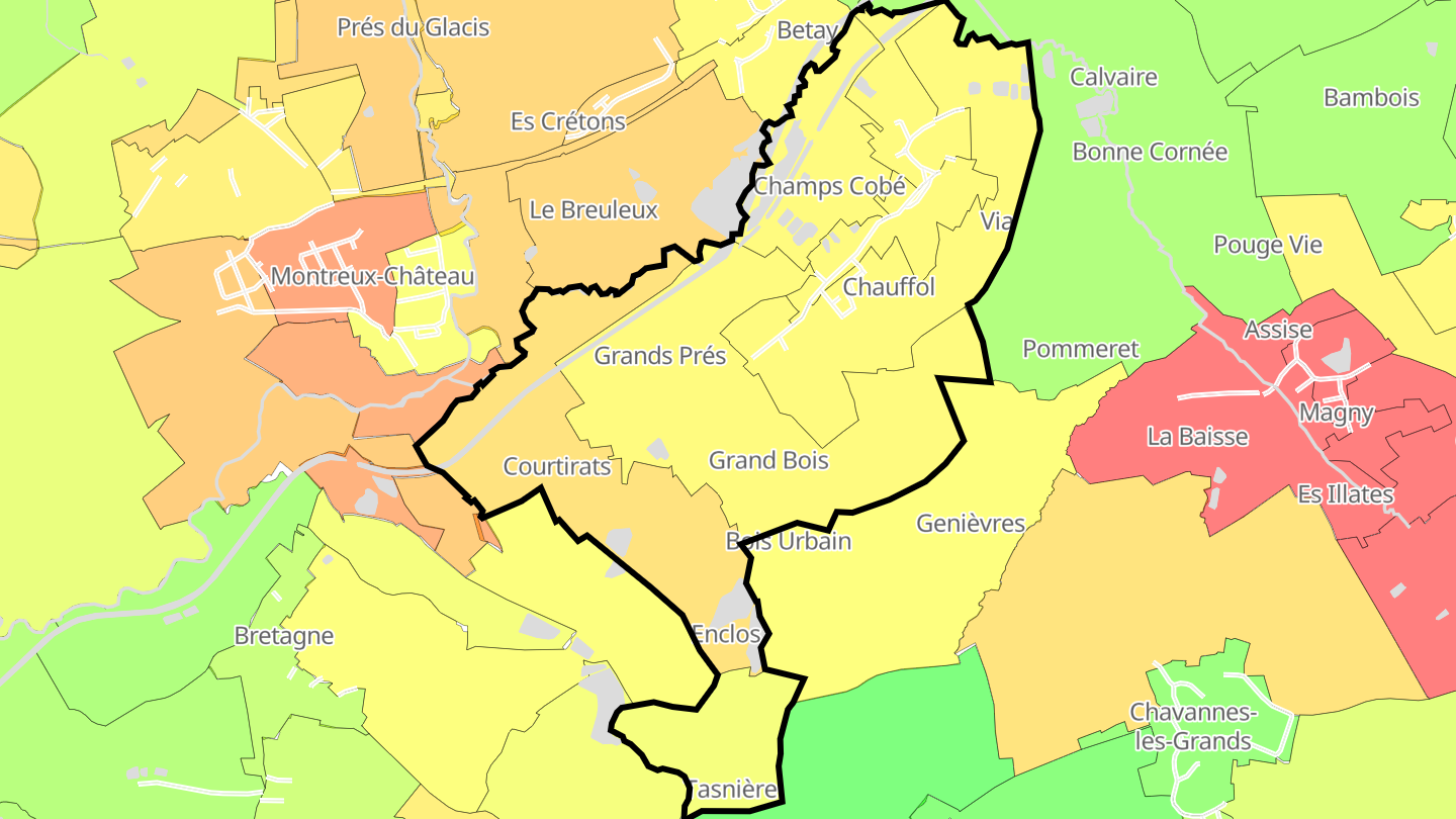Carte des prix de l'immobilier Montreux-Jeune