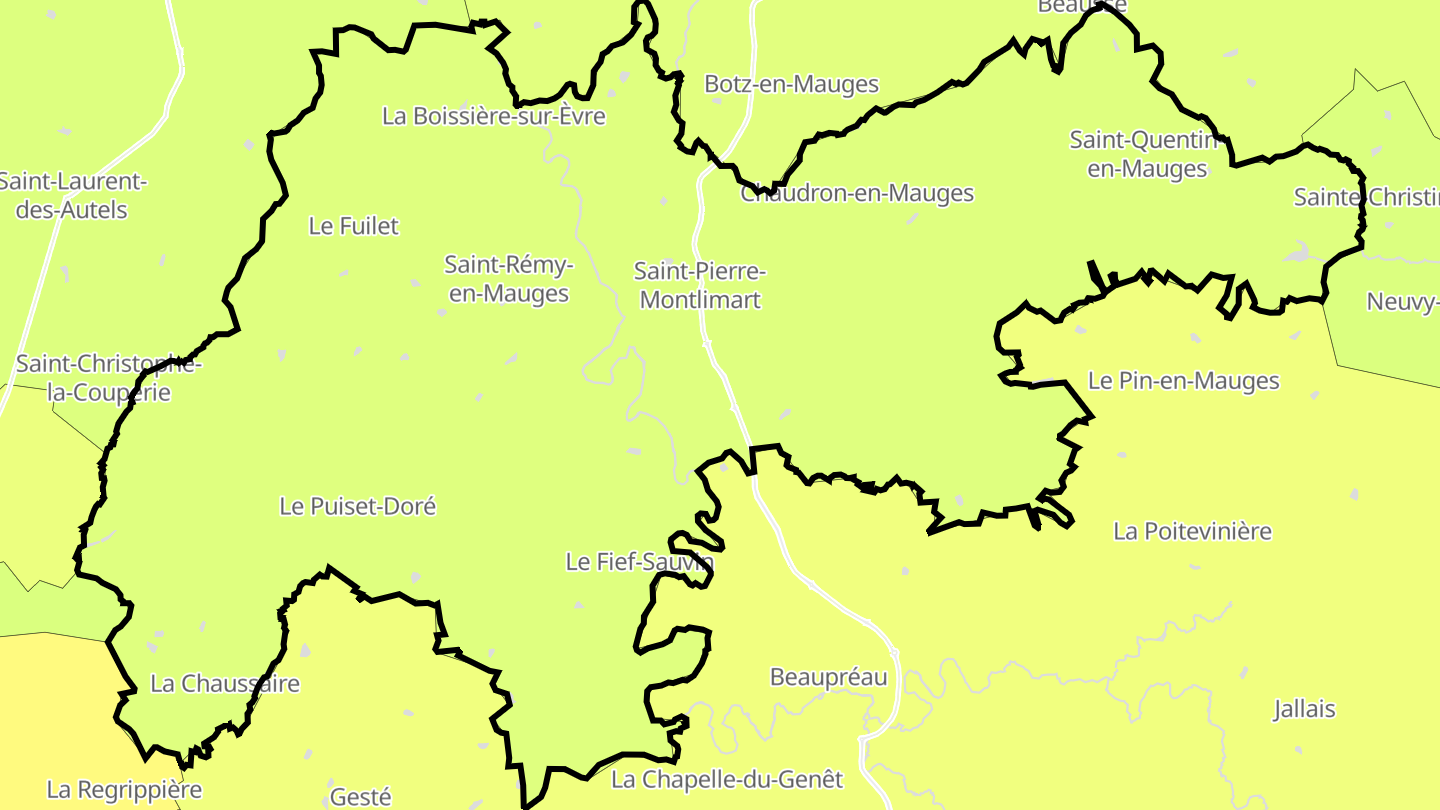 Carte des prix de l'immobilier Montrevault-sur-Èvre