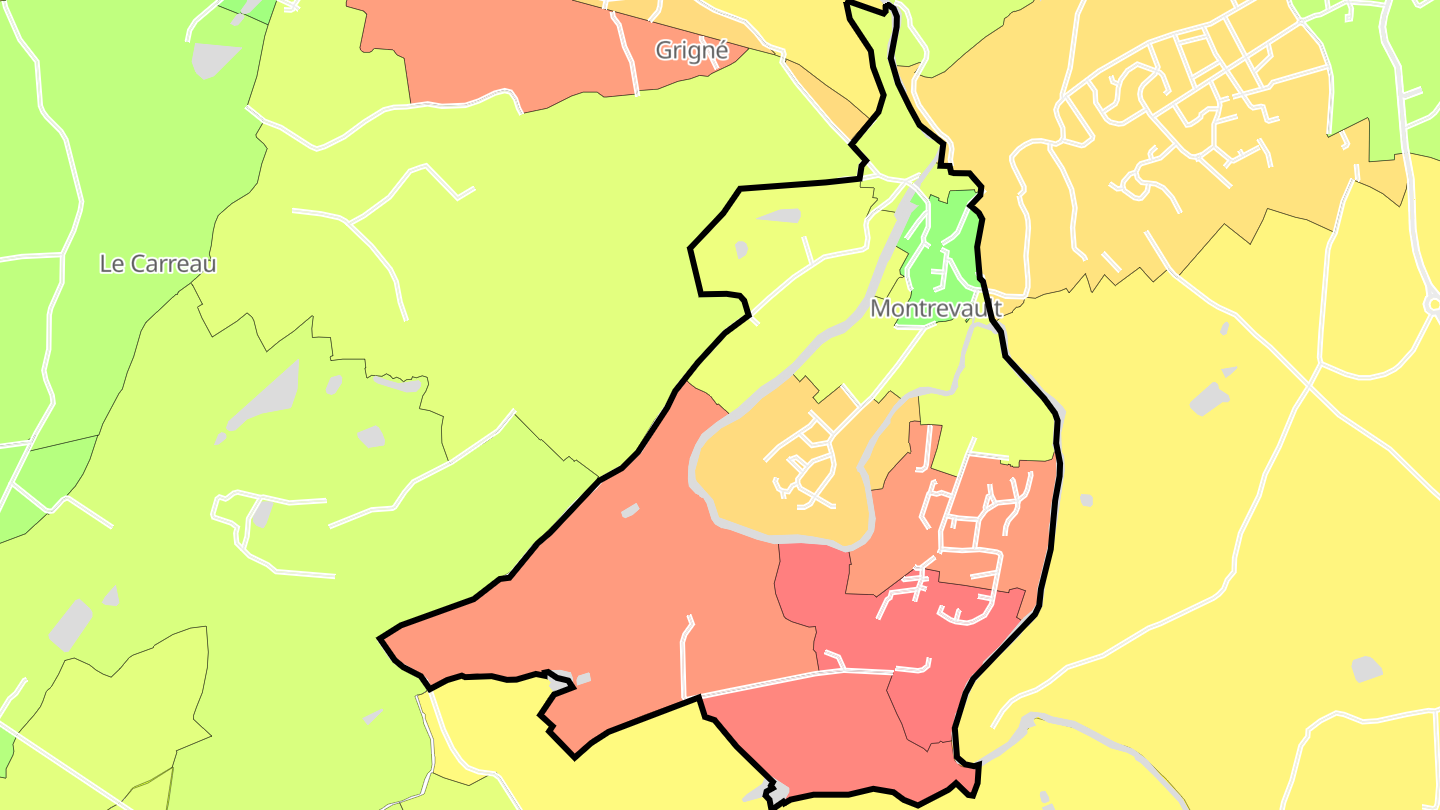 Carte des prix de l'immobilier Montrevault