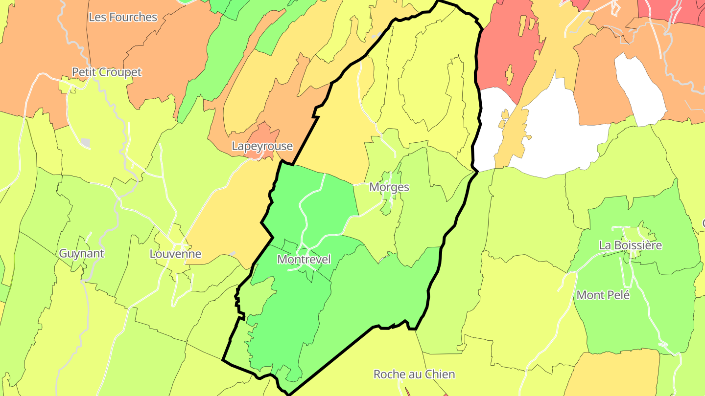 Carte des prix de l'immobilier Montrevel