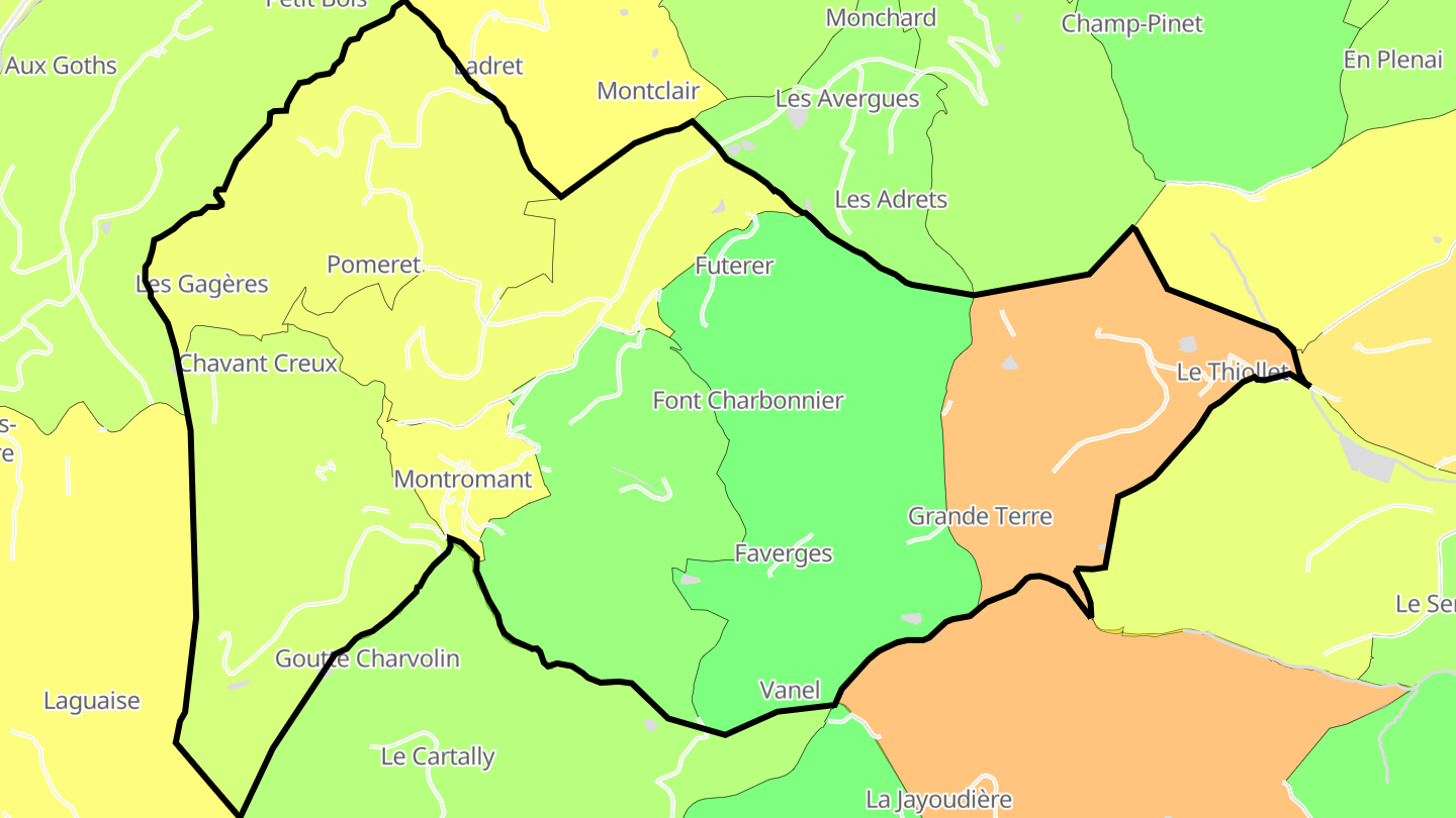 Carte des prix de l'immobilier Montromant