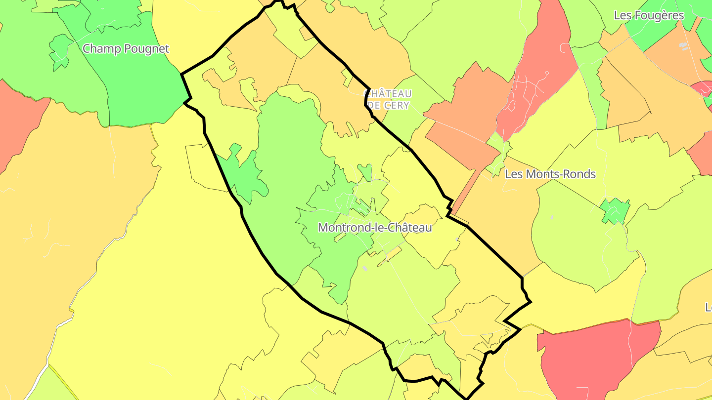 Carte des prix de l'immobilier Montrond-le-Château
