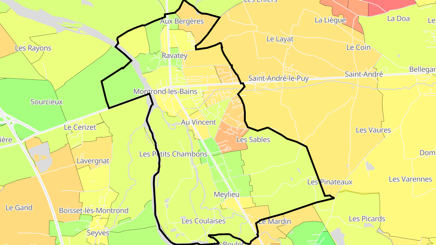Carte des prix de l'immobilier Montrond-les-Bains