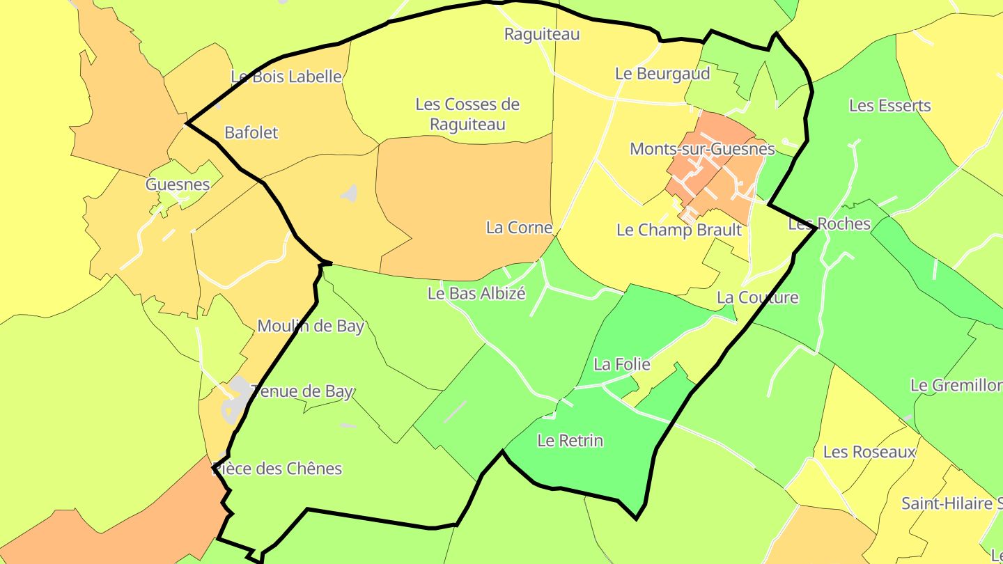 Carte des prix de l'immobilier Monts-sur-Guesnes