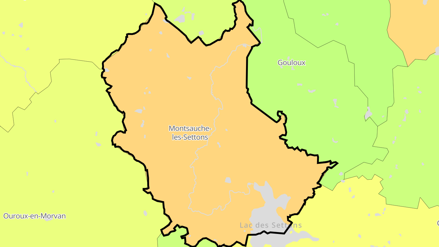 Carte des prix de l'immobilier Montsauche-les-Settons