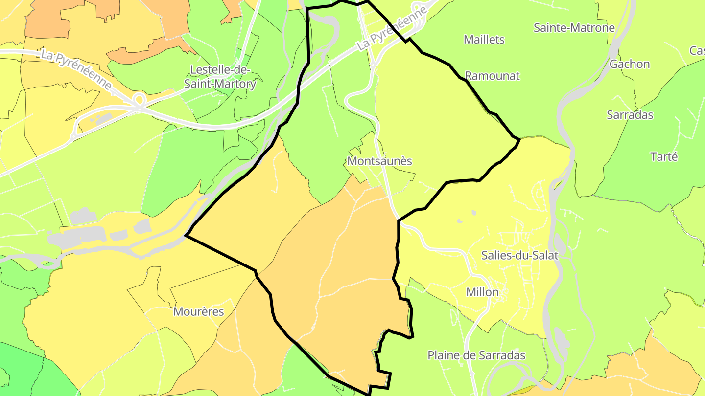 Carte des prix de l'immobilier Montsaunès
