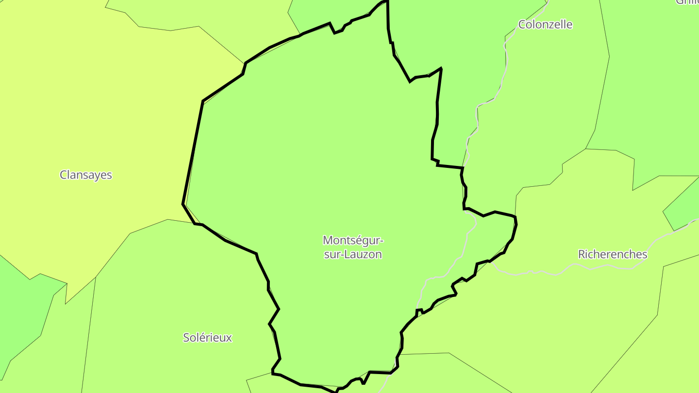 Carte des prix de l'immobilier Montségur-sur-Lauzon