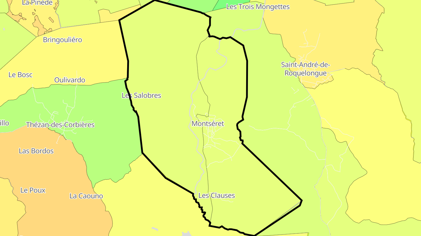 Carte des prix de l'immobilier Montséret